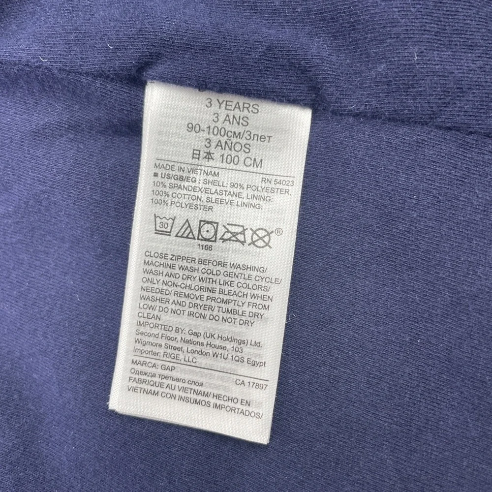 Baby Gap Baby Girl Velvet Quilted‎ Flight Jacket 3 Years Navy Blue Toddler
